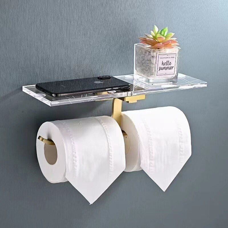 Porte Papier Toilette Double avec support téléphone
