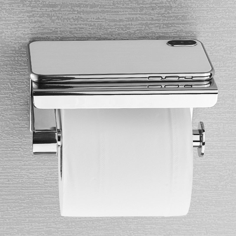 Porte Rouleau Papier Toilette Inox avec support téléphone