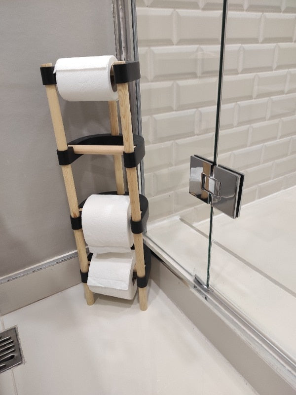 Porte Papier Toilette Avec Etagère En Bois, Support Papier